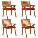 Chaises de jardin avec coussins bois de teck solide - Couleur et nombre de places au choix Rouge