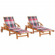 Chaises longues 2 pcs avec coussins bois d'acacia solide - Couleur au choix Carreaux-rouge