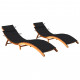 Chaises longues 2 pcs avec coussins bois d'acacia solide - Couleur au choix Noir
