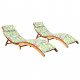 Chaises longues 2 pcs avec coussins bois d'acacia solide - Couleur au choix motif feuilles