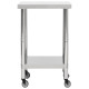 Table de travail de cuisine avec roues 60x60x85 cm inox 