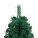 Demi-arbre de noël artificiel avec led et boules vert 180 cm 