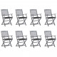 Chaises pliables d'extérieur 8 pcs avec coussins bois d'acacia - Couleur des coussins au choix Gris