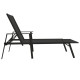 Transat chaise longue bain de soleil lit de jardin terrasse meuble d'extérieur acier et tissu textilène noir helloshop26 02_0012250 
