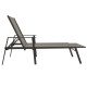 Transat chaise longue bain de soleil lit de jardin terrasse meuble d'extérieur acier et tissu textilène gris helloshop26 02_0012249 