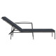 Transat chaise longue bain de soleil lit de jardin terrasse meuble d'extérieur avec coussin résine tressée gris helloshop26 02_0012511 