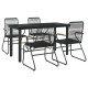 Mobilier à dîner de jardin 5 pcs noir rotin pvc 