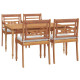 Ensemble à dîner de jardin coussins 5 pcs bois de teck massif 