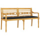 Banc de jardin meuble de patio d'extérieur terrasse avec coussin 150 cm bois de teck massif - Couleur au choix Noir