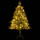  Sapin de Noël avec LED et pommes de pin Vert 150 cm PVC et PE 