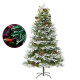  Sapin de Noël pré-éclairé et pommes de pin vert 195cm PVC et PE 