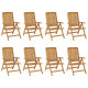 Chaises de jardin inclinables et coussins lot de 8 teck solide 