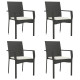 Chaises de jardin avec coussins résine tressée noir - Nombre de pièces au choix 4