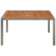 Table de jardin dessus en bois gris 150x90x75 cm résine tressée 