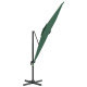 Parasol meuble de jardin sol déporté avec mât en aluminium 300 x 300 cm vert helloshop26 02_0008512 