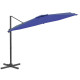 Parasol meuble de jardin déporté avec mât en aluminium 400 x 300 cm - Couleur au choix Bleu-azur