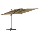 Parasol meuble de jardin cantilever à double toit 300 x 300 cm - Couleur au choix Taupe