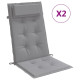 Coussins de chaise à dossier haut lot de 2 tissu oxford - Couleur au choix Gris