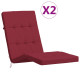 Coussins de chaise longue lot de 2 tissu oxford - Couleur au choix Rouge-bordeaux