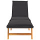 Transat chaise longue bain de soleil lit de jardin terrasse meuble d'extérieur avec coussin résine tressée/bois massif d'acacia helloshop26 02_0012532 