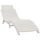 Transat chaise longue bain de soleil lit de jardin terrasse meuble d'extérieur avec table blanc bois massif d'acacia helloshop26 02_0012601 