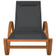 Chaise longue avec coussin gris textilène/bois massif peuplier 