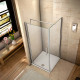 Cabine de douche 90 x 76 x 187 cm porte pivotante avec barre de fixation 140cm verre anticalcaire      