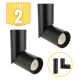 Lot de 2 plafonniers spots tubes gu10 ip20 noir