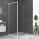 Paroi porte de douche blanc retour 80x185cm pour porte - verre transparent 5mm - whity side 80 Aurlane - FAC498 