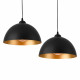 Lot de 2 lampes à suspension éclairage intérieur hauteur réglable métal diamètre 30 cm noir doré 