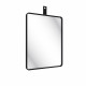 Miroir salle de bain 60x80cm suspendu noir mat - avec lanière effet cuir noir - nordik rektangel Aurlane - LAV607 