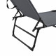 Bain de soleil transat chaise longue pliable avec pare soleil acier pvc polyester 187 cm - Couleur au choix 