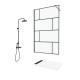 Paroi de douche 120 cm sérigraphie noire et receveur blanc 80x120 + colonne de douche mécanique 