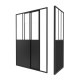 Pack porte de douche coulissante et retour 'type atelier' - noir mat - Dimensions au choix 