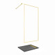 Paroi de douche 100x200cm + grille finition or doré brossé + receveur gris effet pierre 100x80x4cm Aurlane - PACF417 