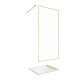 Paroi de douche 100x200cm + grille finition or doré brossé + receveur blanc 100x80x4cm Aurlane - PACF420 