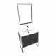 Pack meuble de salle de bain 80x50cm blanc - 2 tiroirs noir mat - vasque résine blanche et miroir led noir mat - structura p022 