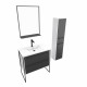 Pack meuble de salle de bain 80x50 cm noir - vasque résine blanche + miroir noir mat + colonne Aurlane - PACM025 