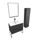 Meuble salle de bains 80 cm, vasque blanche, miroir led et colonne - noir - structura 