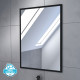 Meuble salle de bain 60 x 80cm - finition chene naturel + vasque noire + miroir - timber 60 - pack07 