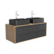 Meuble de salle de bains 120 cm - 2 vasques rectangles - chêne naturel et noir mat - uby 