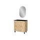 Meuble salle de bains 80cm 2 portes chêne industriel + vasque noire et miroir ovale Aurlane - PACM307 