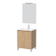 Pack meuble salle de bains 60cm chêne clair 2 portes, vasque, miroir 60x80 et réglette led - xenos Aurlane - PACM611 