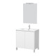 Pack meuble salle de bains 80cm blanc 2 portes, vasque, miroir 60x80 et réglette led - xenos Aurlane - PACM621 