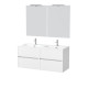 Meuble salle de bains 120 cm laqué blanc 4 tiroirs, vasque, miroirs 60x80 et réglettes led - xenos 