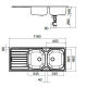 Évier inox double  à encastrer franke - ren 621 2c/1egt - 1160x500 mm - 898311 