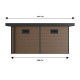 Abri bois composite alma - 15m² brun - epaisseur des madriers : 28mm - cabane de jardin - grilles d'aeration - porte double - gouttiere 