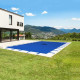 Bâche Piscine rectangulaire 6x10 m - TECPLAST 155PI - Couverture Piscine d'hivernage avec Filet d'écoulement central 