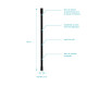 Barre de fixation plafond pour douche a l’italienne laque Noir mat - 60cm recoupable Aurlane - FAC299 