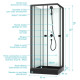 Cabine de douche intégrale 80x80x200 cm carrée - Portes coulissantes - Receveur Noir Mat - ELEMENTARY Aurlane - CAB289 